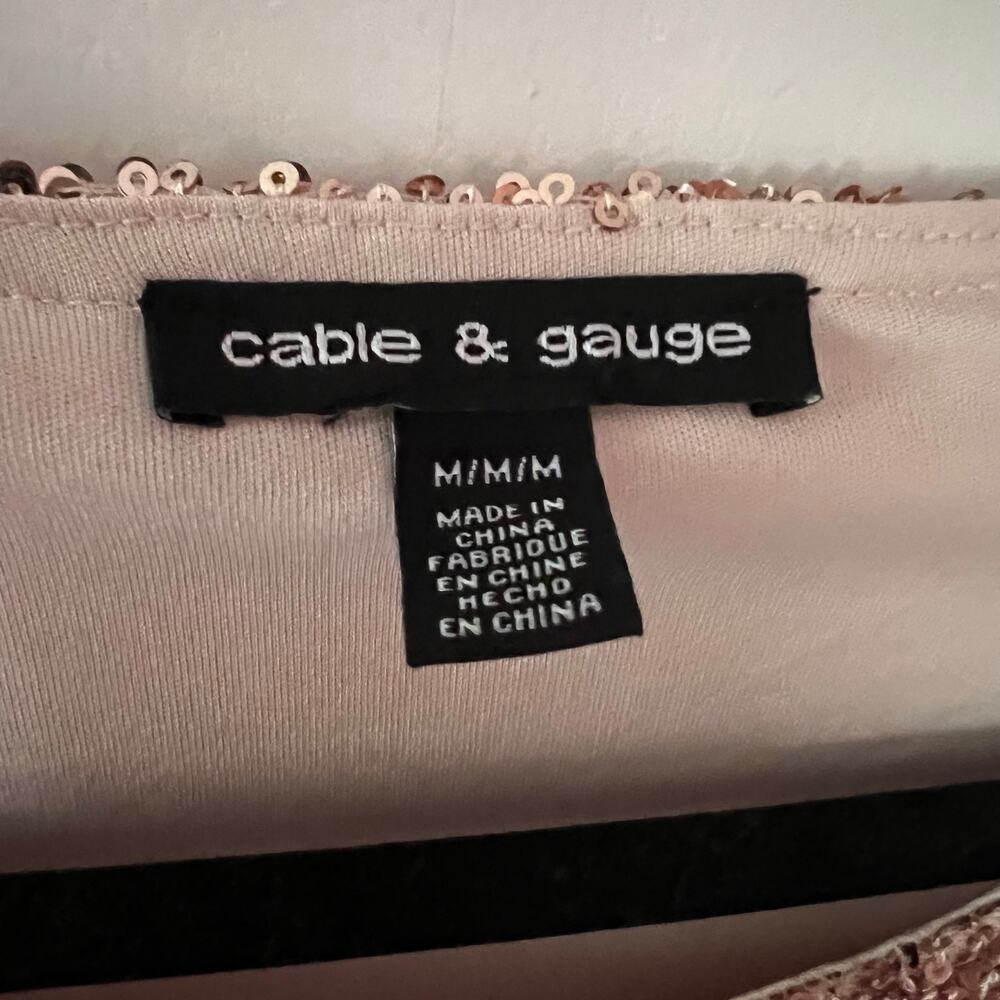 Cable & Gauge Rose Gold Sequin Short Sleeve Top - Picture 3 of 6